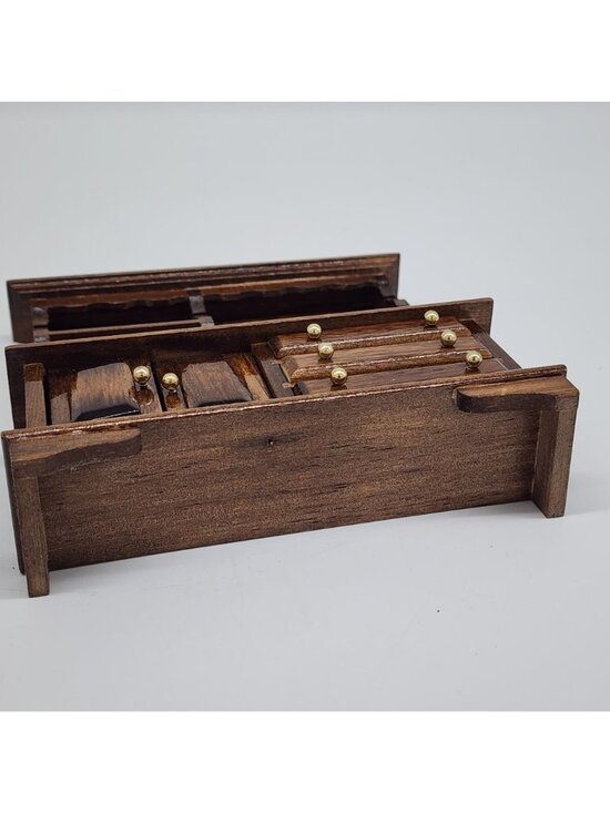 VTG Concord Miniatures Dollhouse Wooden China Cabinet Drawers & Mirror 1:1 Scale - Picture 9 of 10